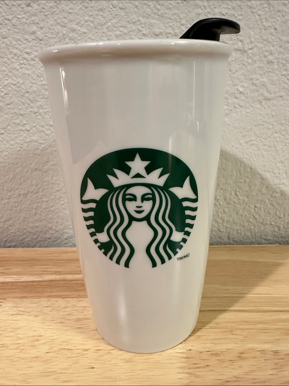 Starbucks Siren Mermaid 2014 Ceramic Travel Tumbler, Green, White with Lid